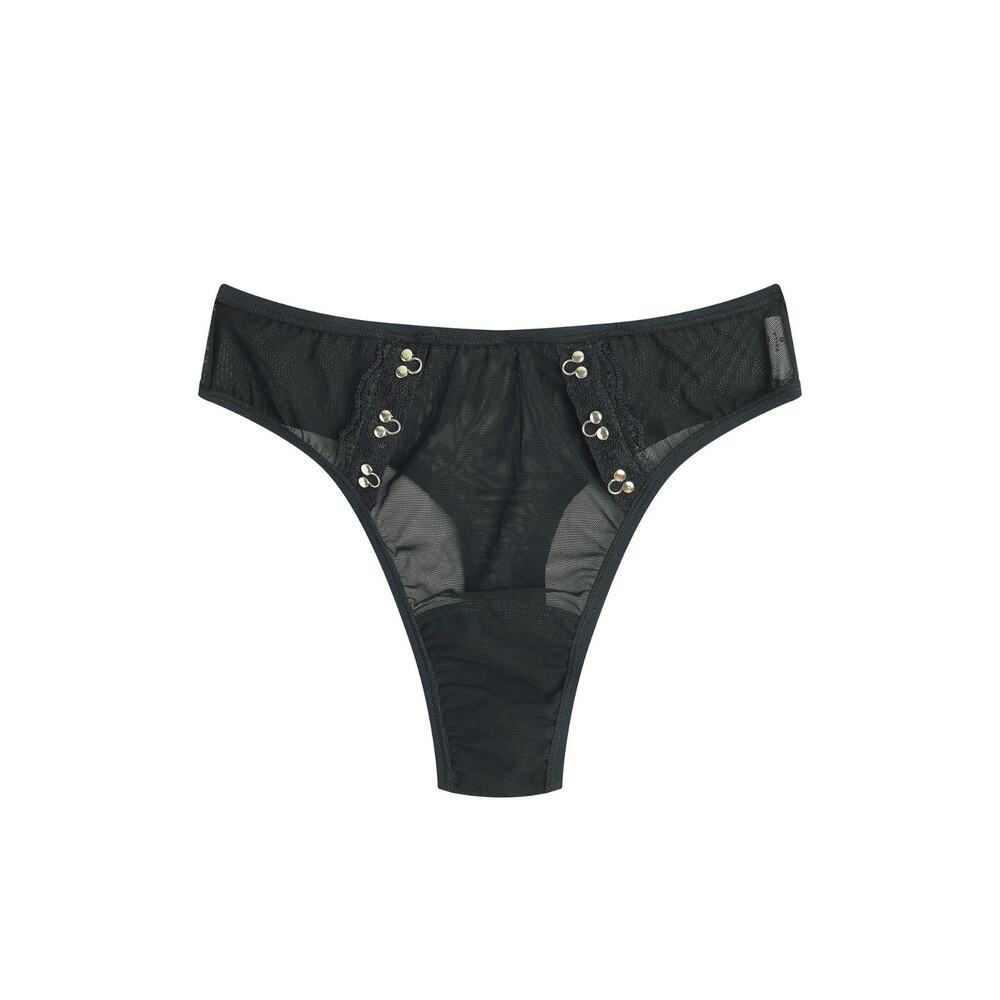 Hanky Panky X Prabal Gurung Hook & Eye Thong Black Size S 0617